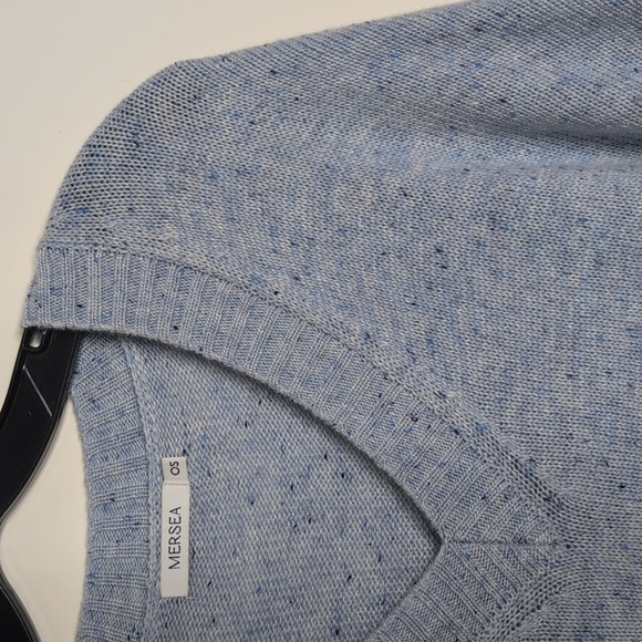MERSEA Montauk Speckled Knit V Neck Sweater Baby Blue OS - Picture 6 of 12